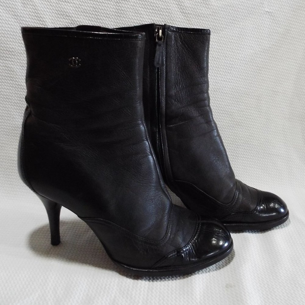 Chanel Vintage Leather Cap-Toe Booties